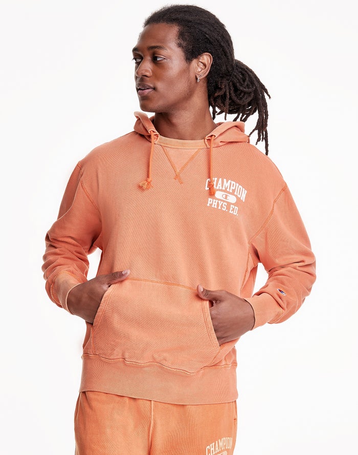 Sudadera Con Capucha Champion Hombre - Lightweight Fleece V-Notch ( Naranjas ) 6193025-BN